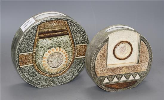 Two Troika wheel vases, by Allison Brigden, c.late 1970s/early 1980s, height 19.5cm and 16.5cm